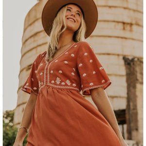 ROOLEE Brenton Maxi Dress XS  with Pockets in Rust